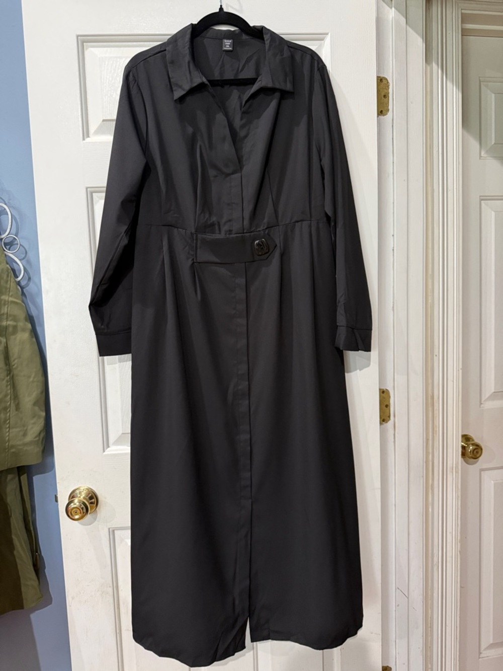 SHEIN Black Long Sleeve Maxi Shirt Dress